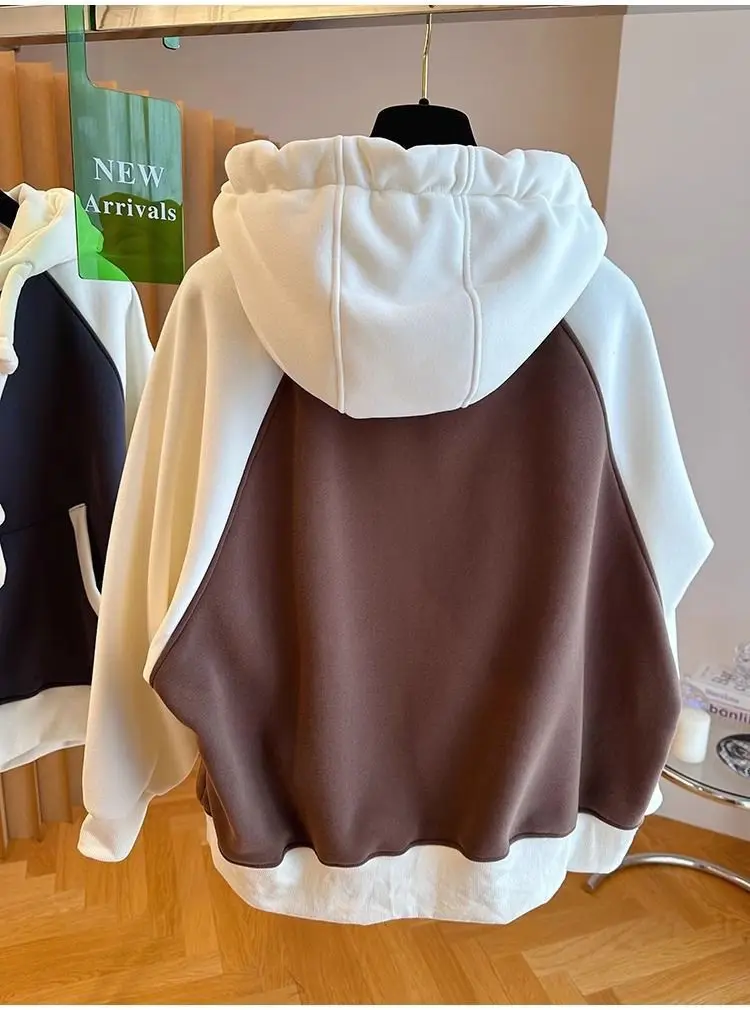 Women Men Hoodies Fashion Autumn Winter Hooded Pullovers Contrast Color Raglan Sleeve Streetwear Female Hip Hop Hoodie