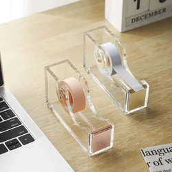 1pcs Transparent Acrylic Tape Holder Tape Cutter Desktop Cute Dispenser Office Supplies Washi Tape Holder Handbook School