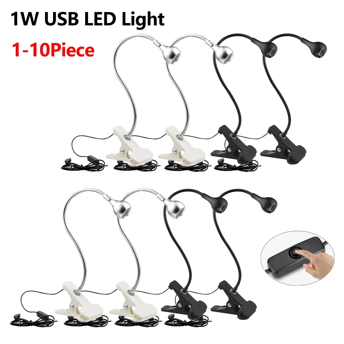USB-Powered LED Bedside Lamp with Flexible Gooseneck and Eye-Friendly Illumination