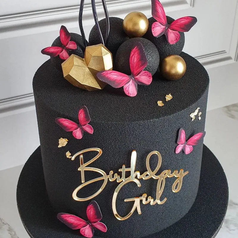 Cake topper Gold Acrylic Birthday girl Kids Party Cake Topper Dessert Decoration Baby Shower Gift