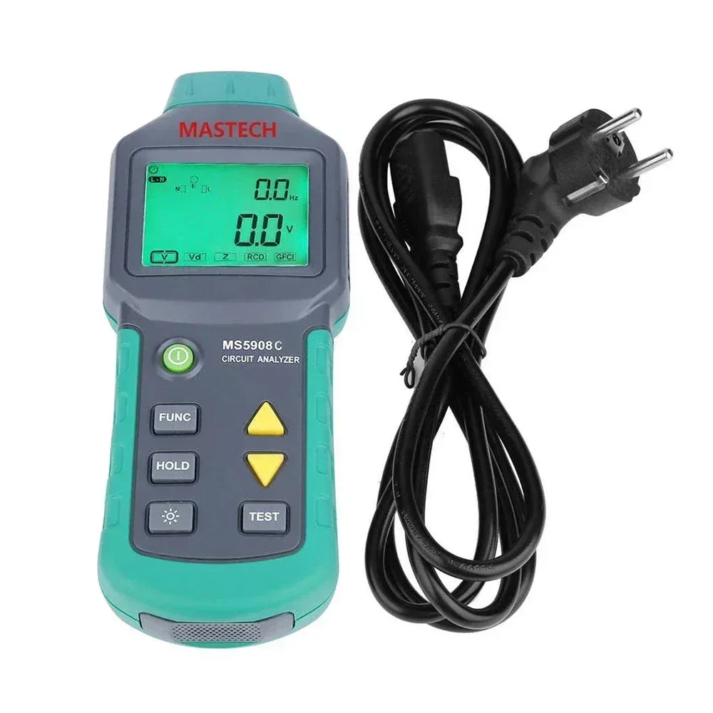 Mastech MS5908A/MS5908C Circuit Breaker AC100-240V LCD Circuit Analyzer RCD Tester With Voltage GFCI Meter Mastech Socket Tester