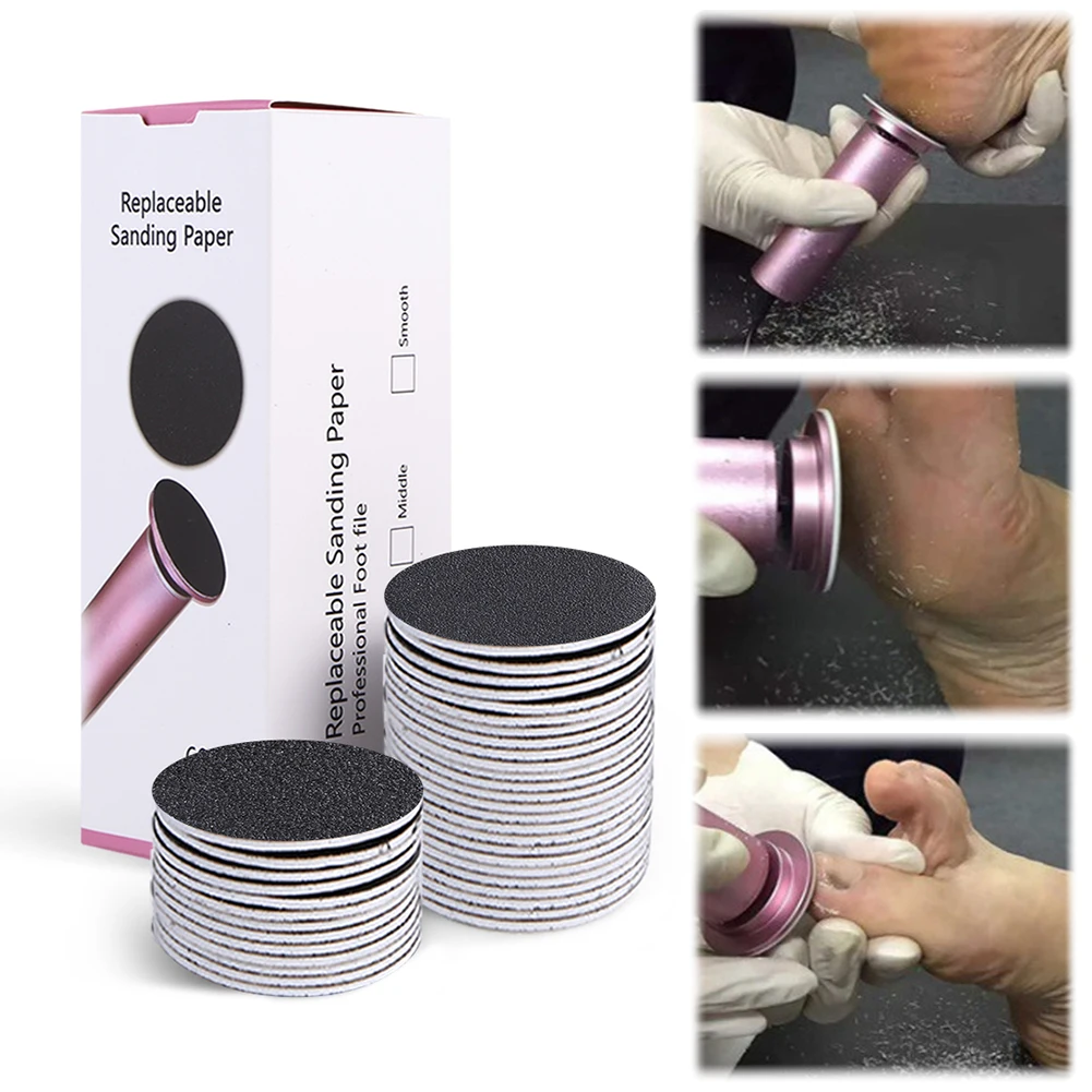 60Pcs 43mm Foot Dead Skin Sandpaper Callus Remover Sandpaper Replacement Discs for Men Women Dead Cracked Hard Skin