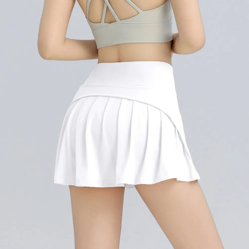 High Waist Push Up Hip Women's Tennis Skirt Cheerleaders Inner Lining Shorts Running Athletic Sport Gym Exercise Pleated Skirts