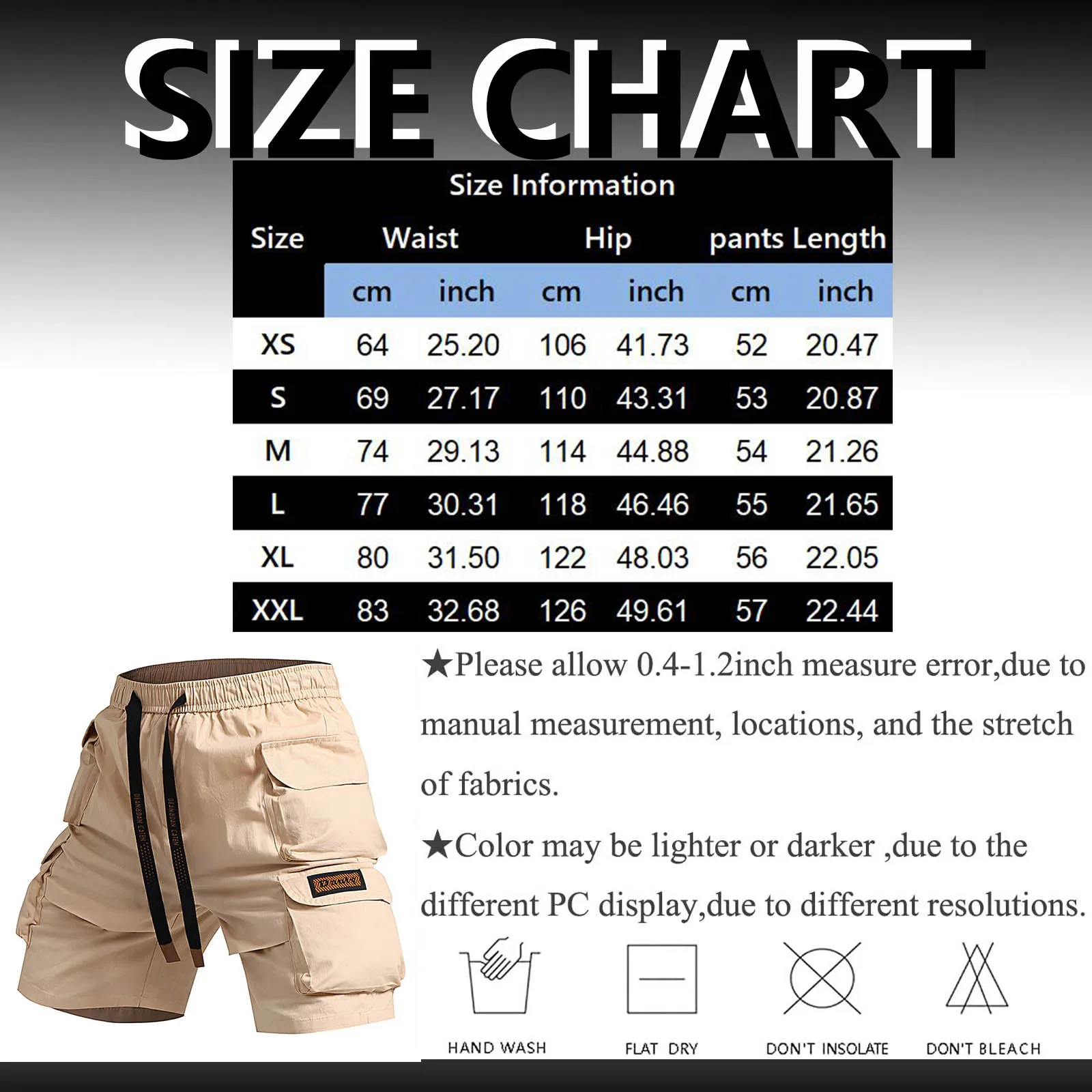 Men’s oversized cotton cargo shorts with elastic waist casual gym jogging shorts 0456