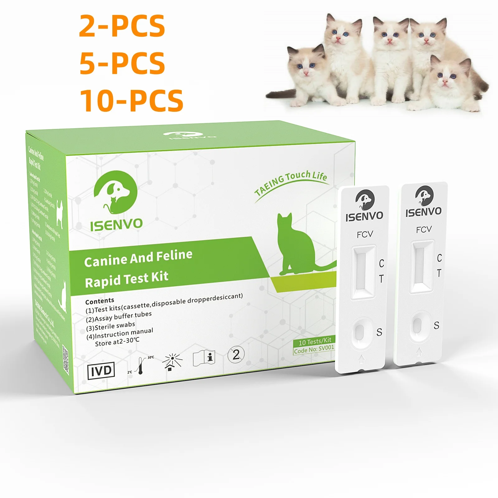 Feline Cat Calicivirus FCV Rapid Infection Test Kit Vet Home Nasal Eye Swab Pet Health Product Veterinary Accessories 2/5/10 Pcs