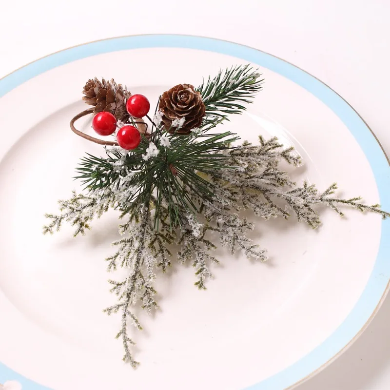 Party Table Decoration Christmas Cedar Red Fruit Napkin Ring Ch Christmas Rings Western Style Restaurant