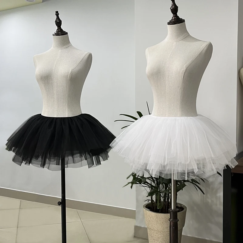 สีขาวสีดํา Puffy Tulle Lolita กระโปรงผู้หญิงคอสเพลย์ Ballgown เด็กเจ้าสาวไม่มีกระดูก Petticoats Tutu ชุด
