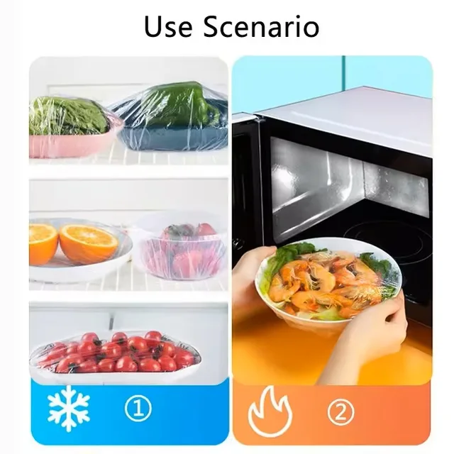 Couvercle alimentaire jetable coloré, couvercles anti-poussière de qualité alimentaire, emballage en plastique élastique, bonnet de douche, couverture alimentaire pour fruits, sac de conservation des frais 5