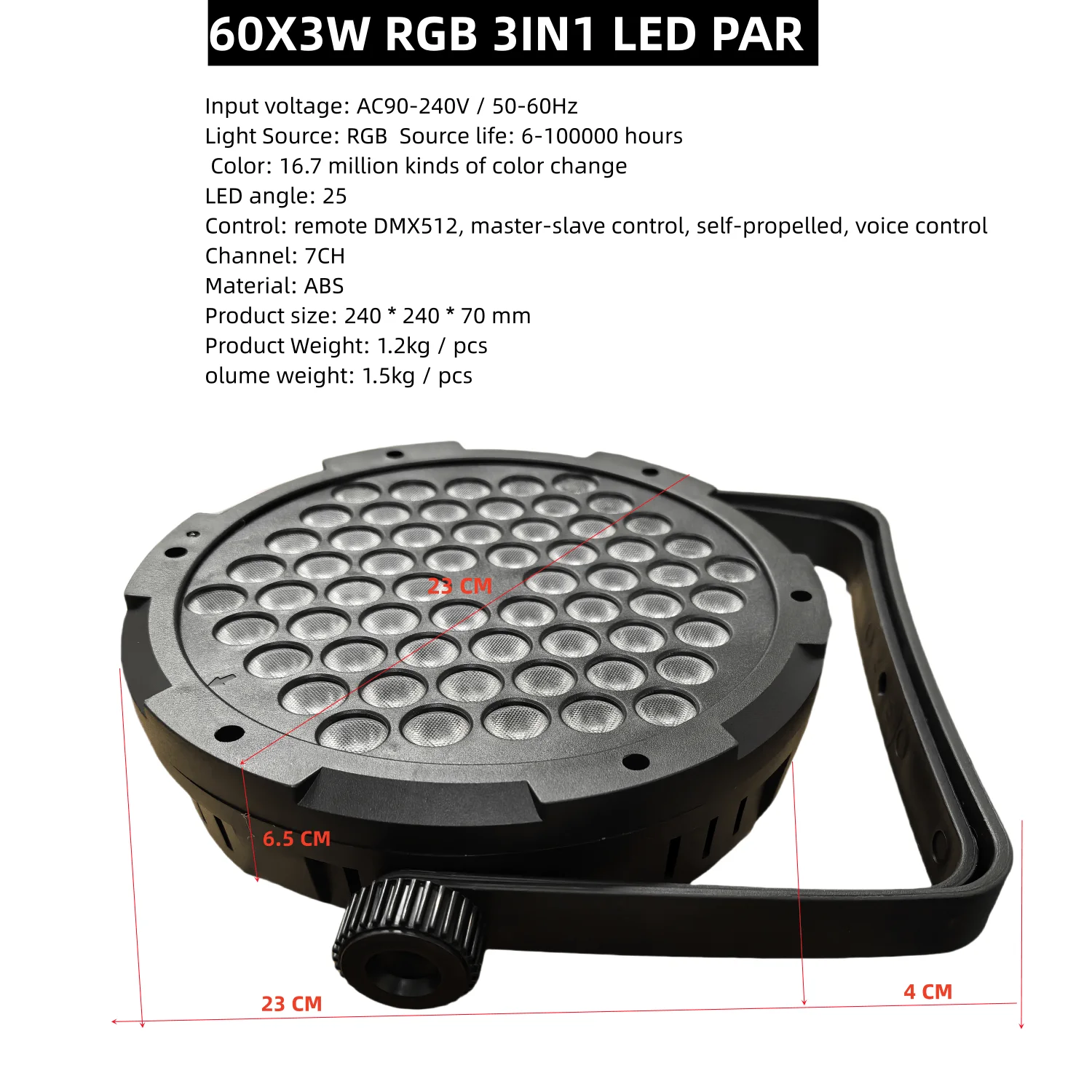 60X3W LED Par light RGB 3IN1 remote PAR LED/ disco lights