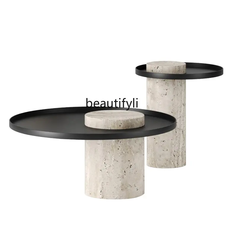 

yj Nordic Cave Stone Silent Style Small Coffee Table Simple Modern Creative and Slightly Luxury round Coffee Table