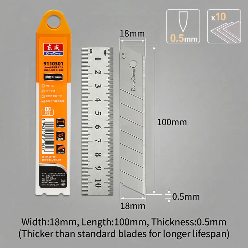 CK75 스틸 유틸리티 나이프 블레이드 18mm 60도 0.5mm 0.6mm 두께의 고강도 날카로운 커터 리필 카드보드 가죽 절단용