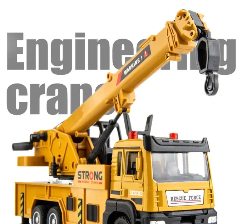 Alloy Crane Wood Transport Truck Model Toy Diecast Simulation Engineering Vehicle with Sound Pull Back Decorative Gift for Kid