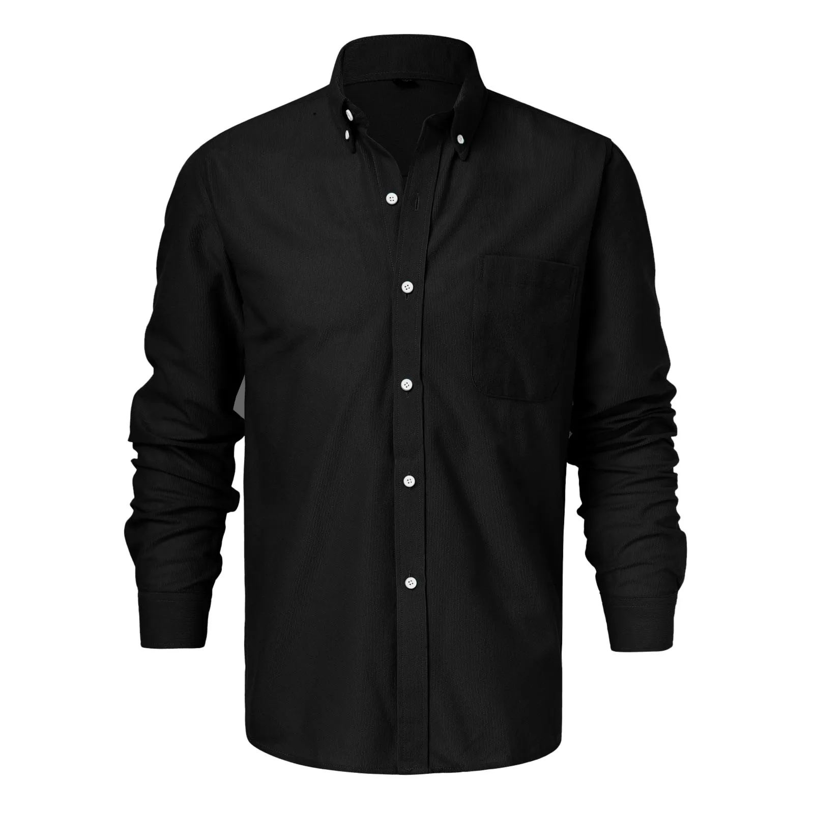 

Mens Shirts Spring Autumn Fashion Simple Button Comfortable Corduroy Underlay Shirt Business Dress Solid Shirts Geometric Fitnes