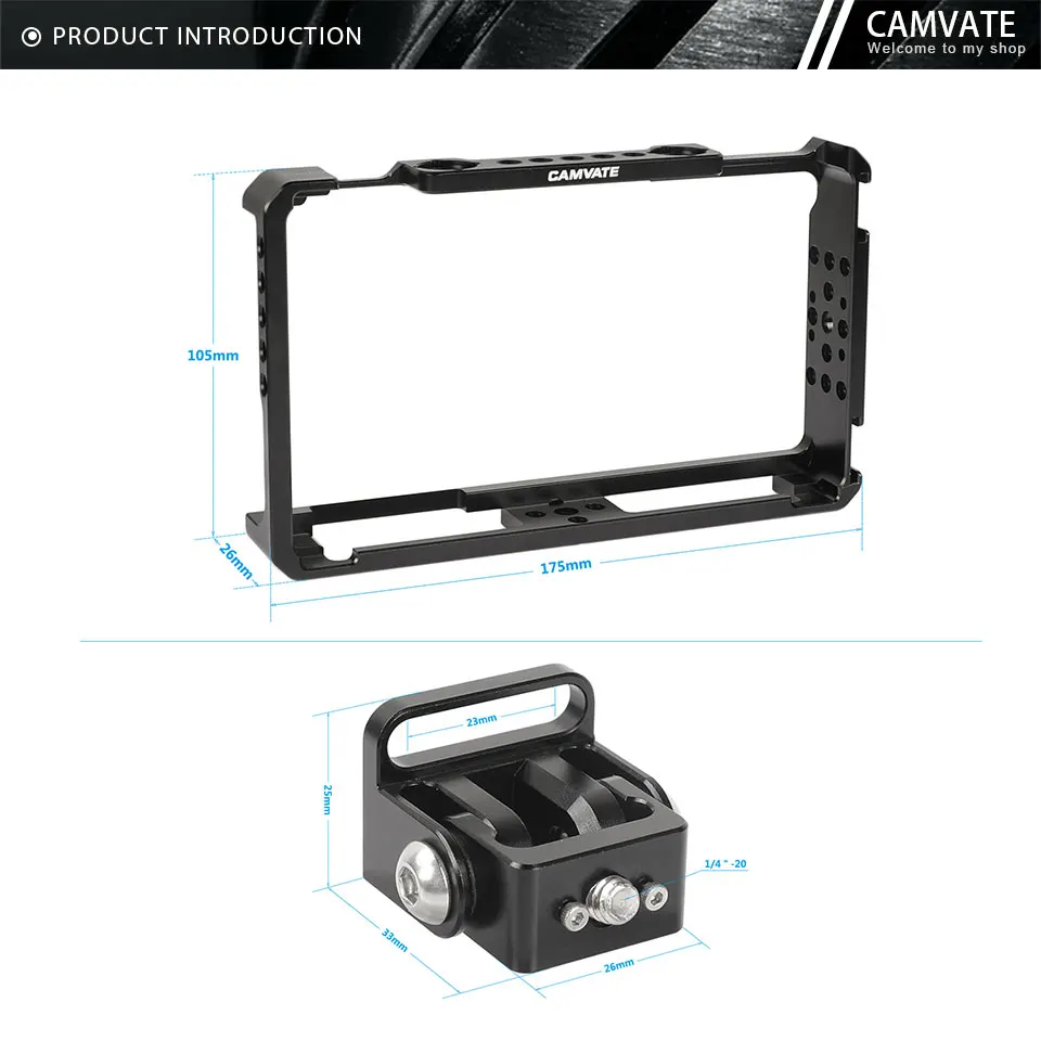 6" Monitor Cage Bracket For FeelWorld LUT6 & LUTS6 With 3/8" Arri Locating Holes