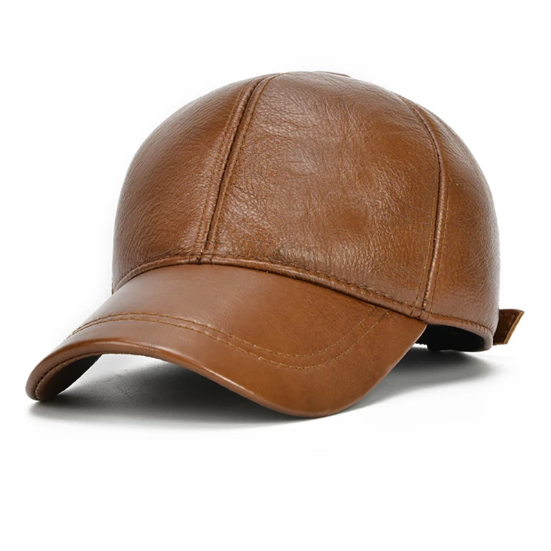 2025 Adjustable Men's Genuine Cowhide Leather Baseball Cap for Fall Winter Outdoor Sports Hat Men Real Cowhide Leather Caps 2