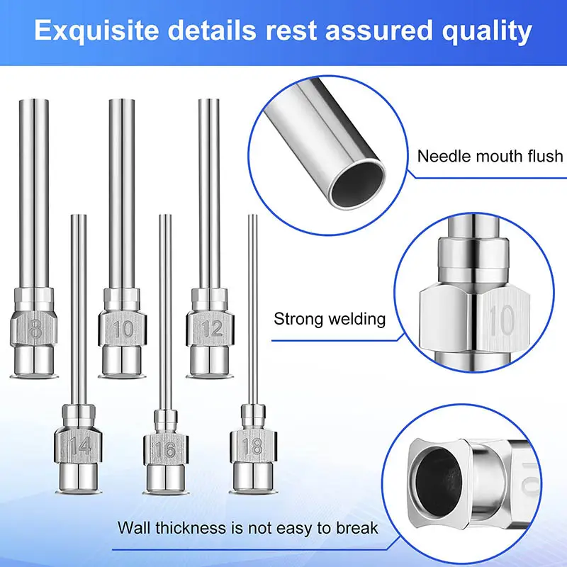 1.5inch 38mm 8/10/12/14/16/18G Stainless Steel Dispensing Luer Lock Needle Set Blunt Tip, for Lab Liquid Glue image 4