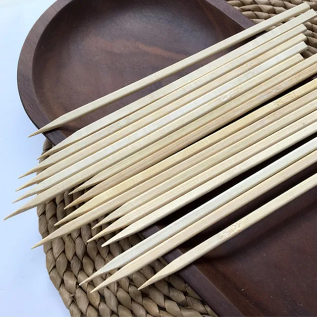 100Db Eldobható Bambusz Nyárspálcák Erős Barbecue Gyümölcs Természetes Fa Botok Party Svédasztalos Ételek Bbq Eszközök - Image 3