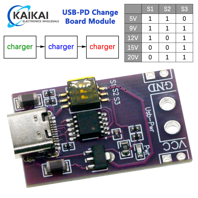 Type-C QC AFC PD2.0 PD3.0 to DC Spoof Scam Fast Charge Trigger Polling Detector USB-PD Notebook Power Supply Change Board Module