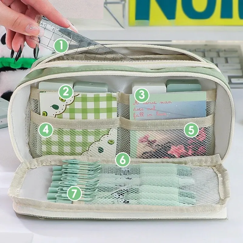 Deluxe 9-Layer Pencil Case with Clear Compartment & Magnetic Button Closure