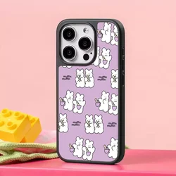 Korean Purple Bunny Heart Chic Case with Black Border Edge - Stylish Phone Cover - iPhone 14