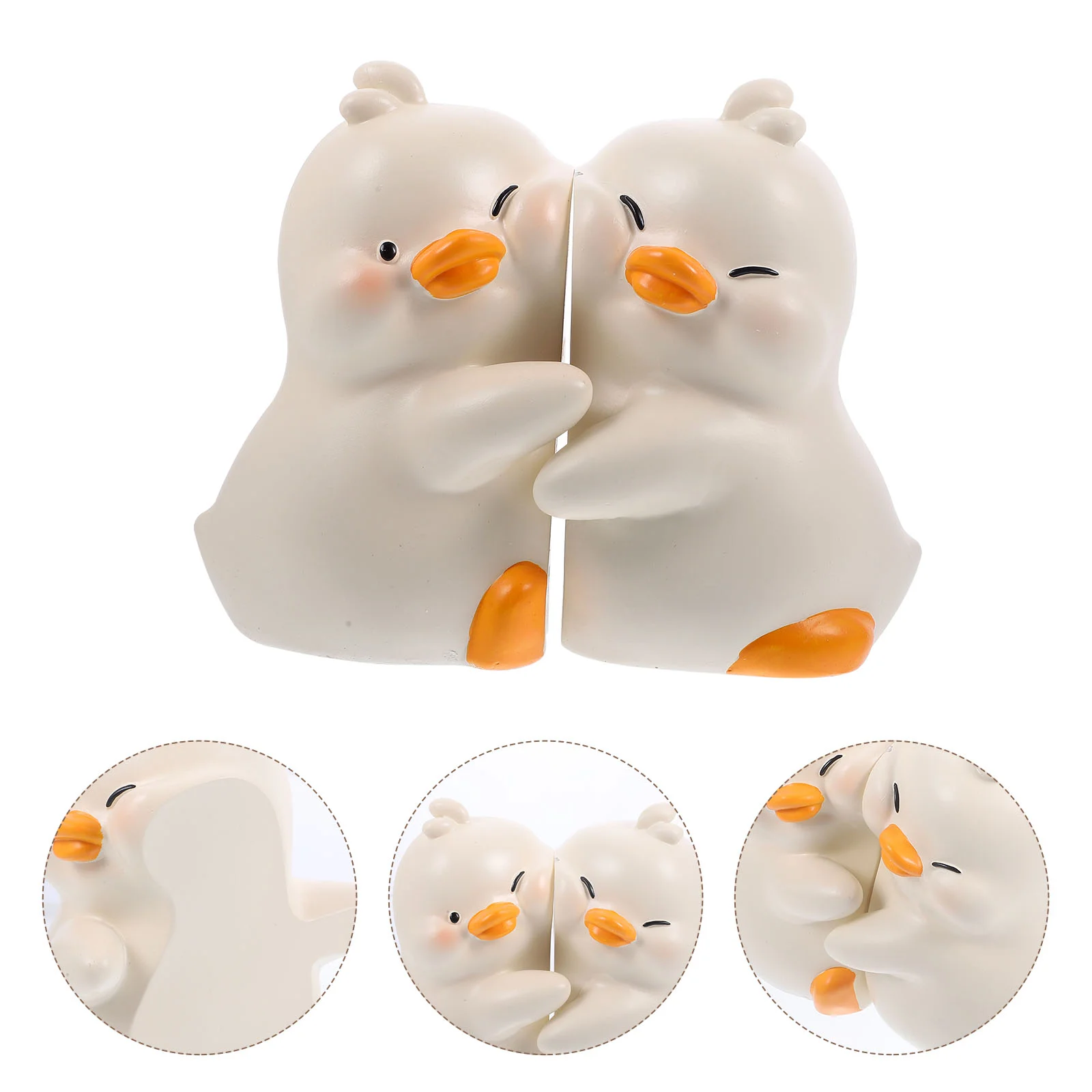 1 Pair Cute Hug Ducks Decorative Bookend Resin Book Holder Stopper for Home Office Desk 1pc decorative bookend stand tealight holder resin book support stopper for book shelf cabinet home office gifts white