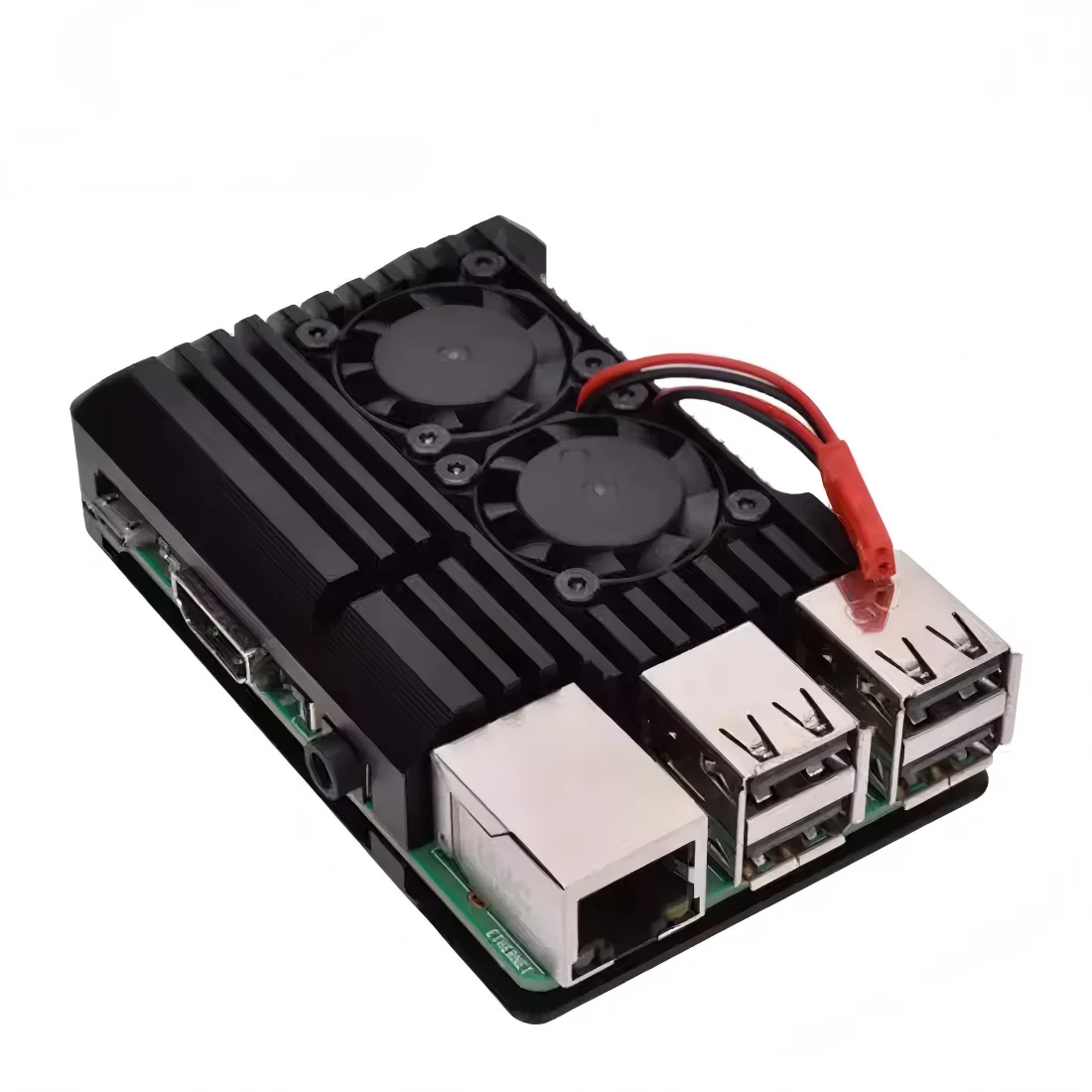 Enhanced Black Aluminum Cooling Enclosure with Dual Fans