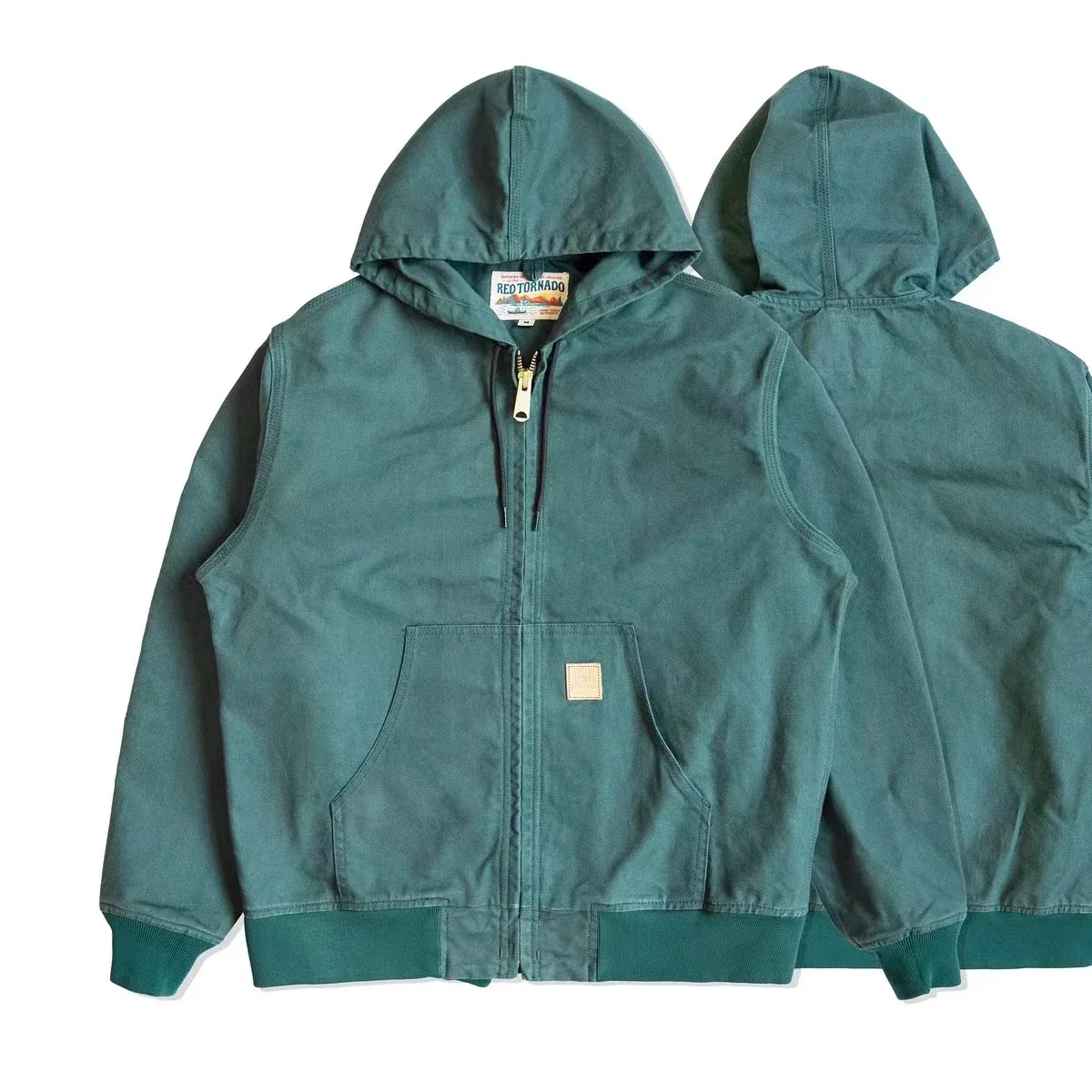 Red Tornado Unlined Duck Active Jacket Vintage Americana Workwear Fall Men Hooded Coat 5