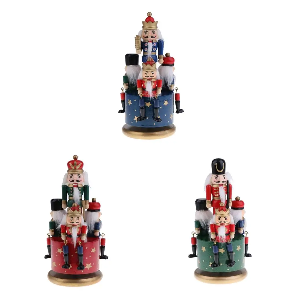 20/32cm Wooden Nutcracker Drummer King Soldier Kid Music Box Toy christmas