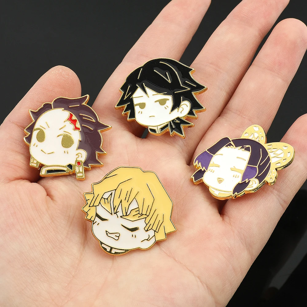 Anime Demon Slayers Pin Esmalte Duro, broche bonito dos desenhos animados,  Kamado Tanjirou, Agatsuma Zenitsu, Acessórios Hashibira Inosuke, Jóias