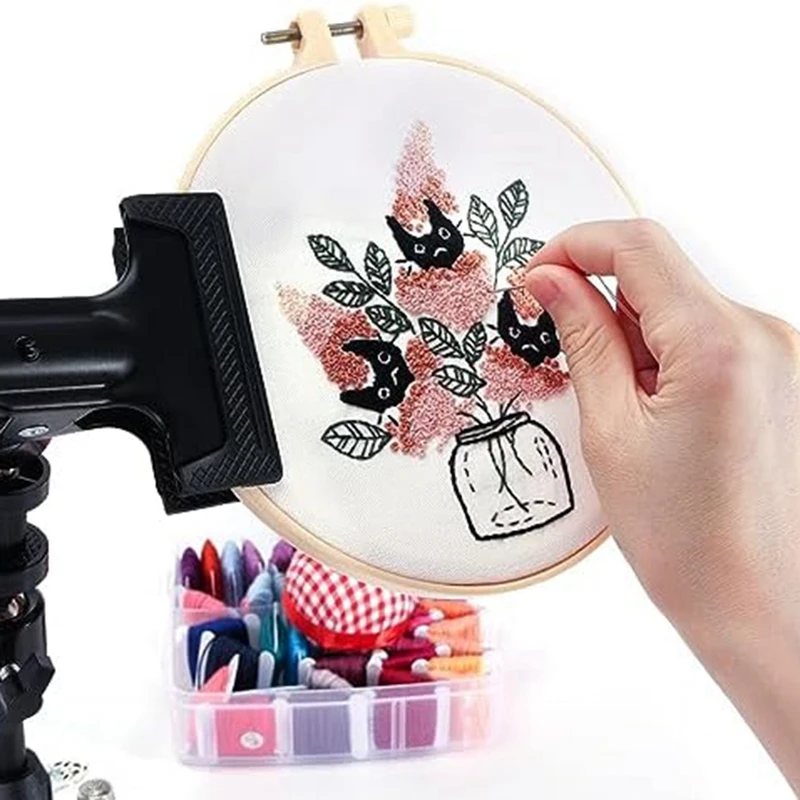1 Piece Embroidery Hoop Holder Metal Rotating Adjustable Embroidery Holder Hoop For Projects