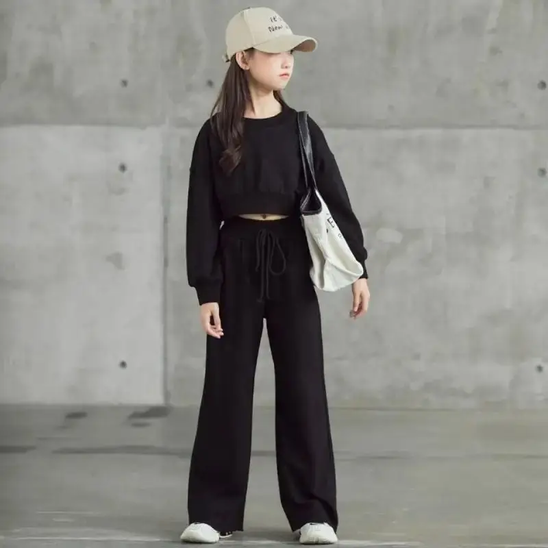 

Teenage Girls Clothing Sets Teen Girls Sport Short Top+Wide Leg Pants Loose 2Pcs Set Teenage Clothing Set Children Clothing Suit