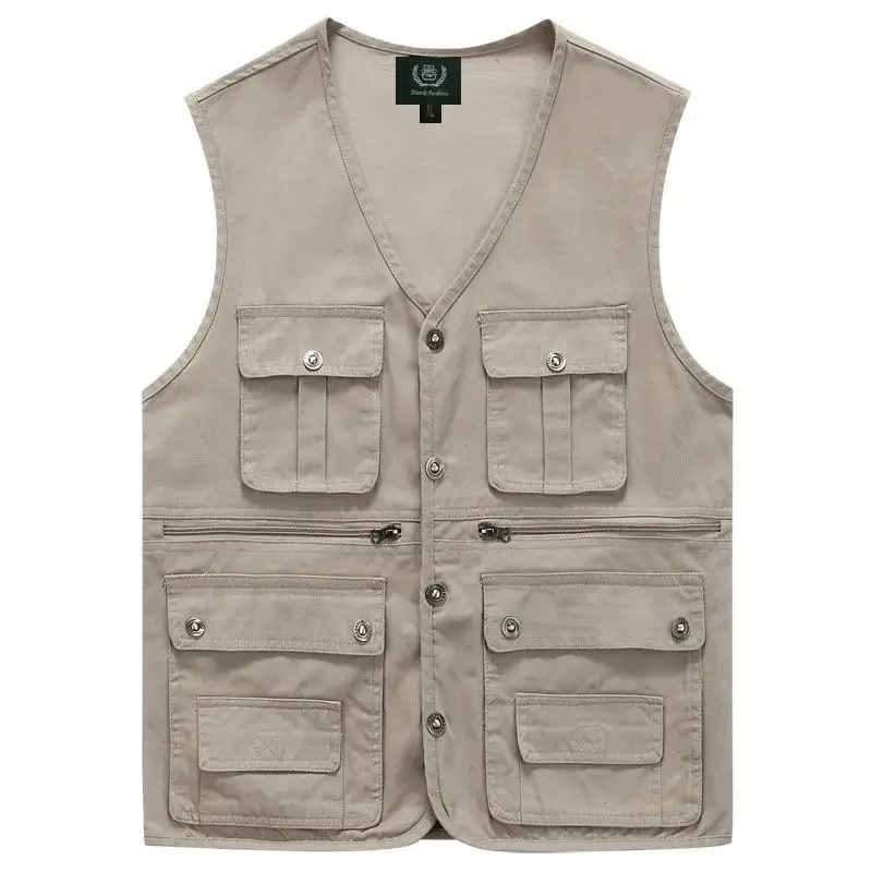 thumbnail image 1 of Primavera otoño hombres Casual Cargo chaleco chaquetas abrigo para hombre a prueba de viento sin mangas prendas de vestir exteriores chaleco para exteriores masculino de gran tamaño Q20, 1 of 5