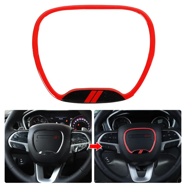 عجلة القيادة حلقة مركزية غطاء الكسوة ل دودج تشالينجر شاحن جيب جراند شيروكي SRT8 2015-2020 اكسسوارات السيارات الداخلية