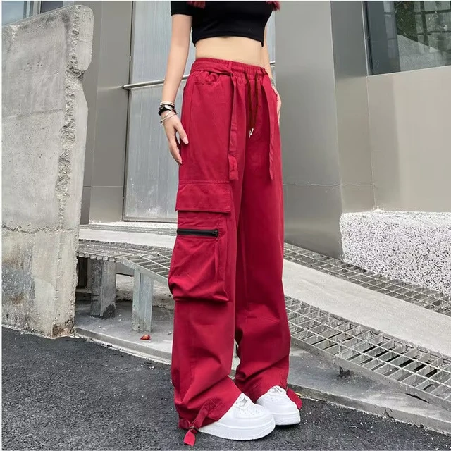 Pantalones bombachos Cargo para mujer, pantalón con bolsillos laterales,  estilo Hip Hop, informal, a la moda