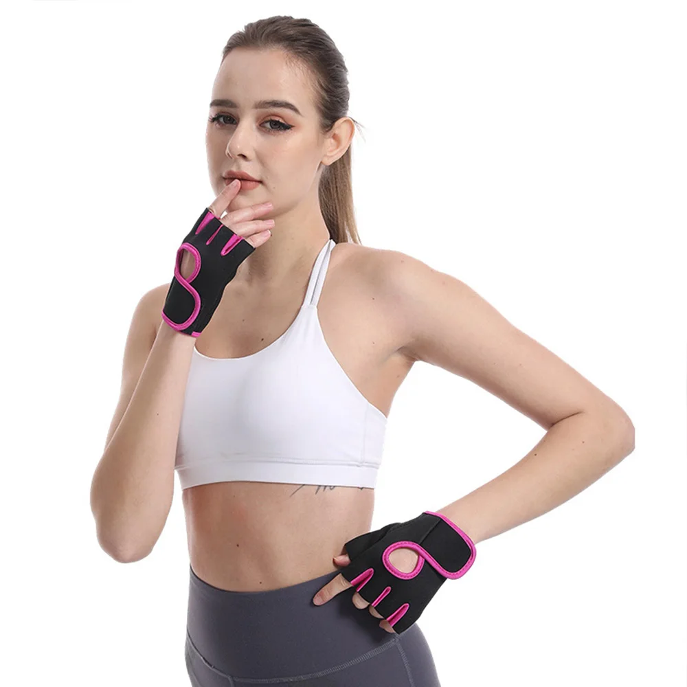 1 Pair Unisex Adjustable Sports Gloves with Anti-slip Silicone Dots for Weightlifting Cycling Squat