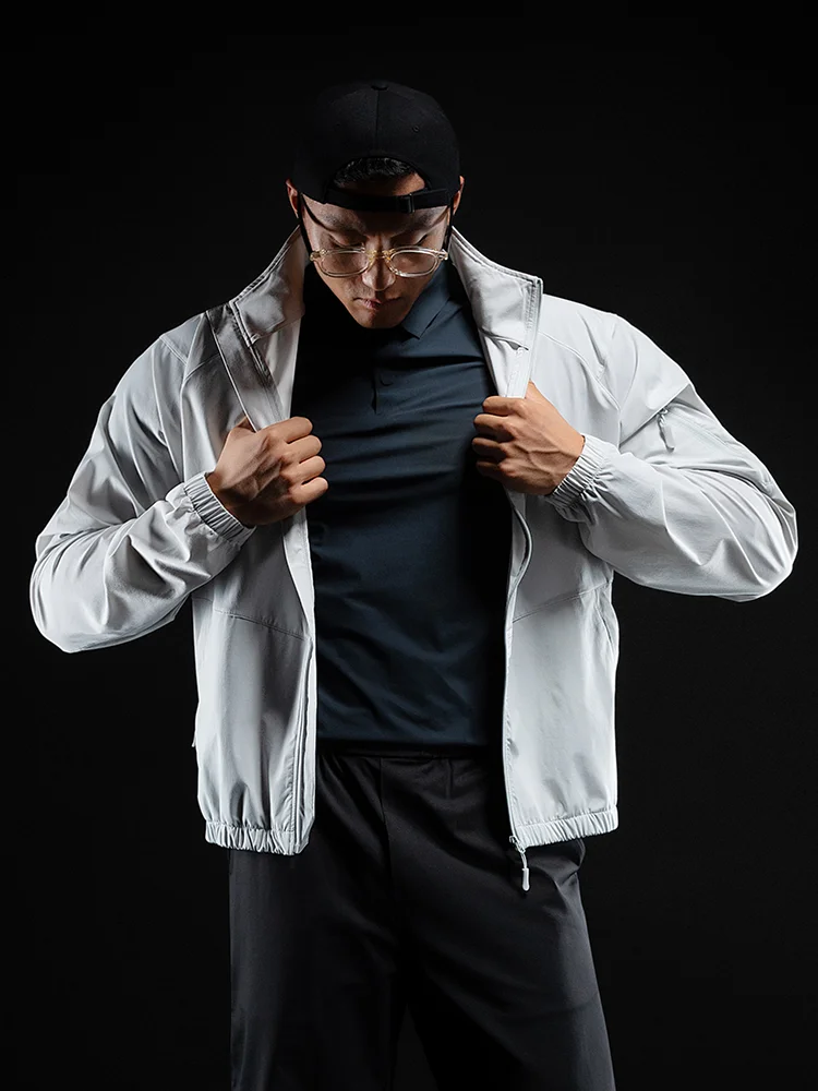 Monster Guardians 남성용 여름 UPF00 Cool Sensation 스탠드 칼라 지퍼 스포츠 자켓 아우터 통기성 자외선 차단