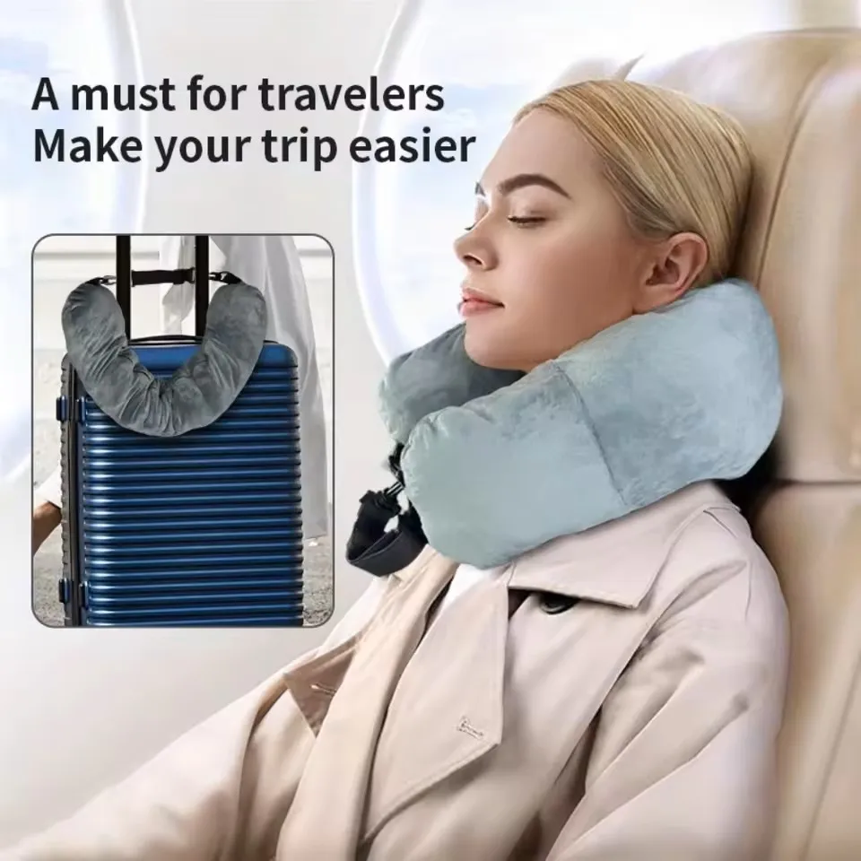 Deluxe Adjustable Travel Pillow with Storage Pouch - Comfortable & Lightweight Neck Support