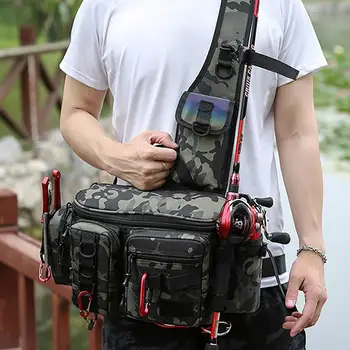 낚시 태클 백, 싱글 숄더 크로스바디 백, 허리 팩, 물고기 미끼 장비 유틸리티 보관 파우치, 낚시 미끼 야외 가방