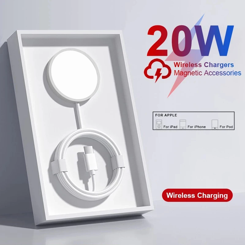  Original 20W Fast Magnetic Wireless Charger For iPhone 14 13 12 11 Pro Max X XS MAX 8 Plus USB C Fast Charging Cable Accessories 