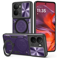 Enhanced Protective Phone Case with Ring Stand and Lens Protection for Realme 14T 5G (Purple)