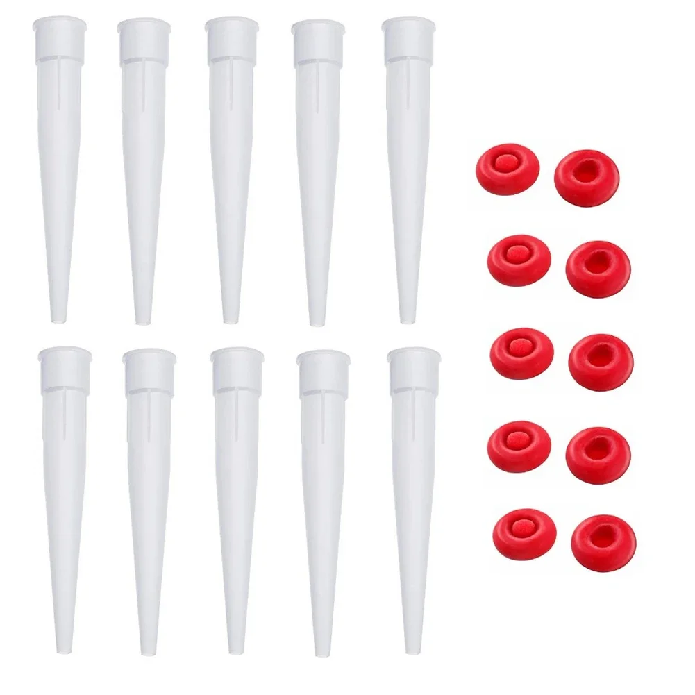 10 Set Caulking Nozzles Cap Red Caulk Saving Caulk Glue Tip Sealing Cap For Sealing And Preserving Leakproof Sleeve Tool