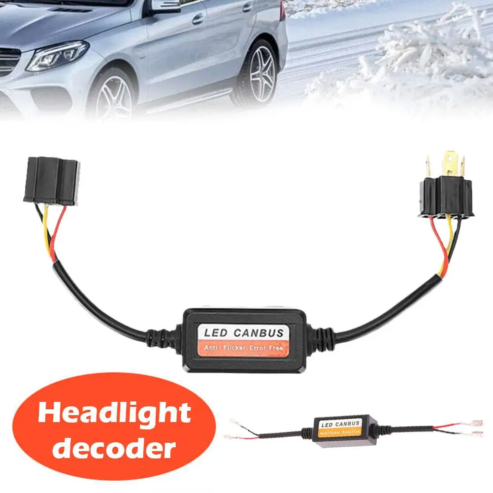 2PCS LED Headlight Decoder Adapter Canbus Anti-Flicker Harness Bulbs Resistor Decoder Warning Error Canceller H1 H4 H7 H8