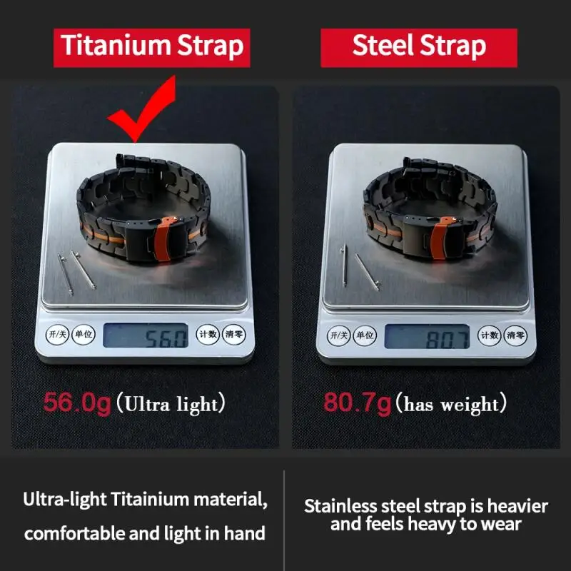Luxury 22MM Titanium Metal Watch Strap Bracelet