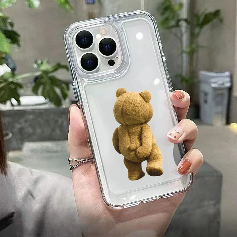 Teddy Bear Couple Cartoon Clear Phone Case Cover