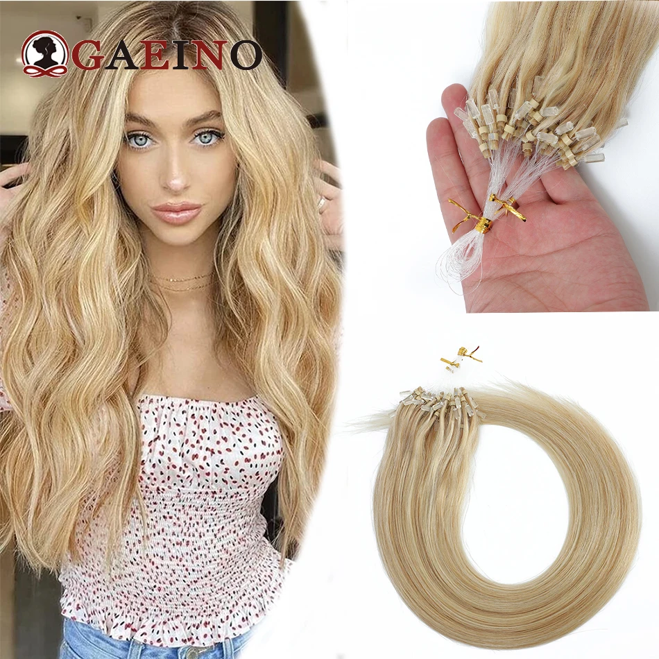 Micro Loop Hair Extensions Human Hair Straight Highlight Ombre Blonde Micro Ring Loop Extension Human 1G/Pc 12-26Inch