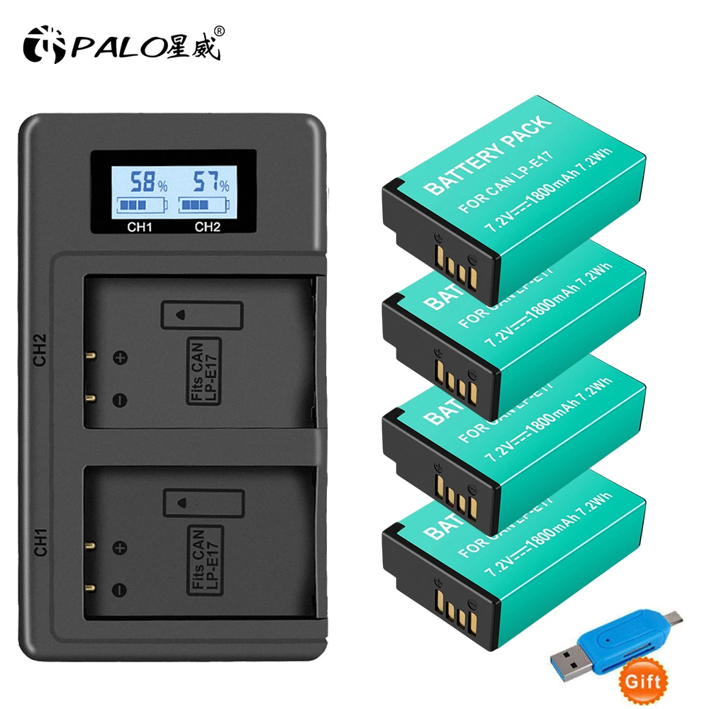 Ayex Set Caricabatterie Doppio USB + 2 Batterie LP-E17 Per Canon EOS 800D, 760D, 750D, 200D, 77D, M6, M5, M3