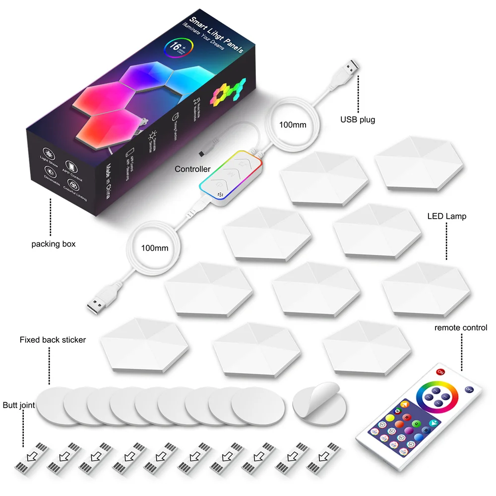 Yeelight inteligente led rgb diy painéis de luz música jogo sincronização  regulável cor inteligente app controle voz para o assistente do google  alexa xiaomi - AliExpress