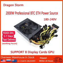 ATX 2000w Miner Power Supply For All Kinds of Graphics Machine Connectable 8GPU 95% Efficiency Bitcoin Ethereum Mining Psu