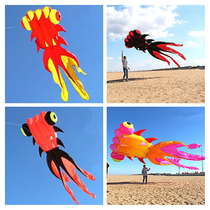 

free shipping goldfish kite flying for adults giant kites inflatable kites outdoor games kites professional octopus kite wind