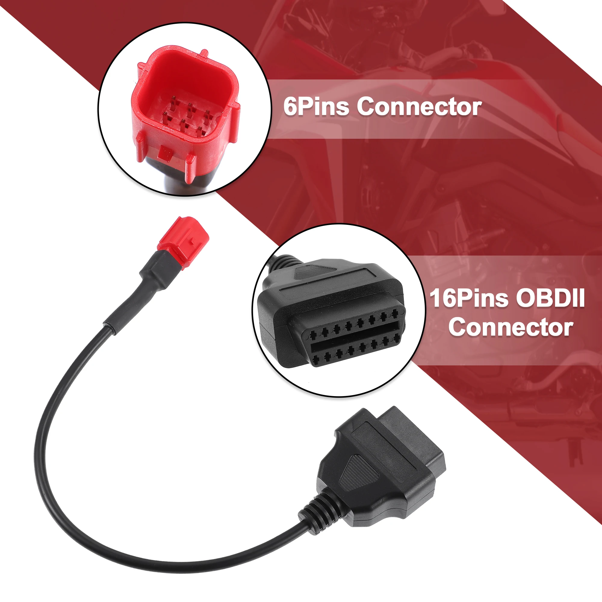 専用　2点 UXCELL motocykl 6 Pin do OBD2 Adapter kabla diagnostycznego